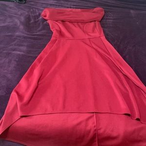 wine red dress, asymmetrical